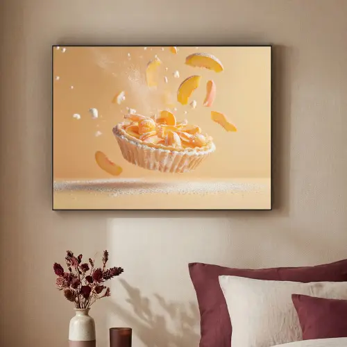 Peach - Eten - Taart - Oranje Textielframe zwart klein -sfeer1