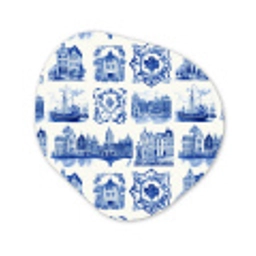 Huizen - Schepen - Blauw Wandcirkel Organisch Aluminium middel 851 -3d