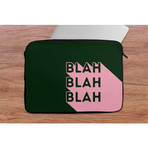 Donkergroen - Tekst - Schaduw - Grafisch laptophoes neopreen klein -tafel
