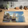 Zeilschip - Huizen - Kade - Zee Inductie beschermer vinyl 3mm klein -sfeer5