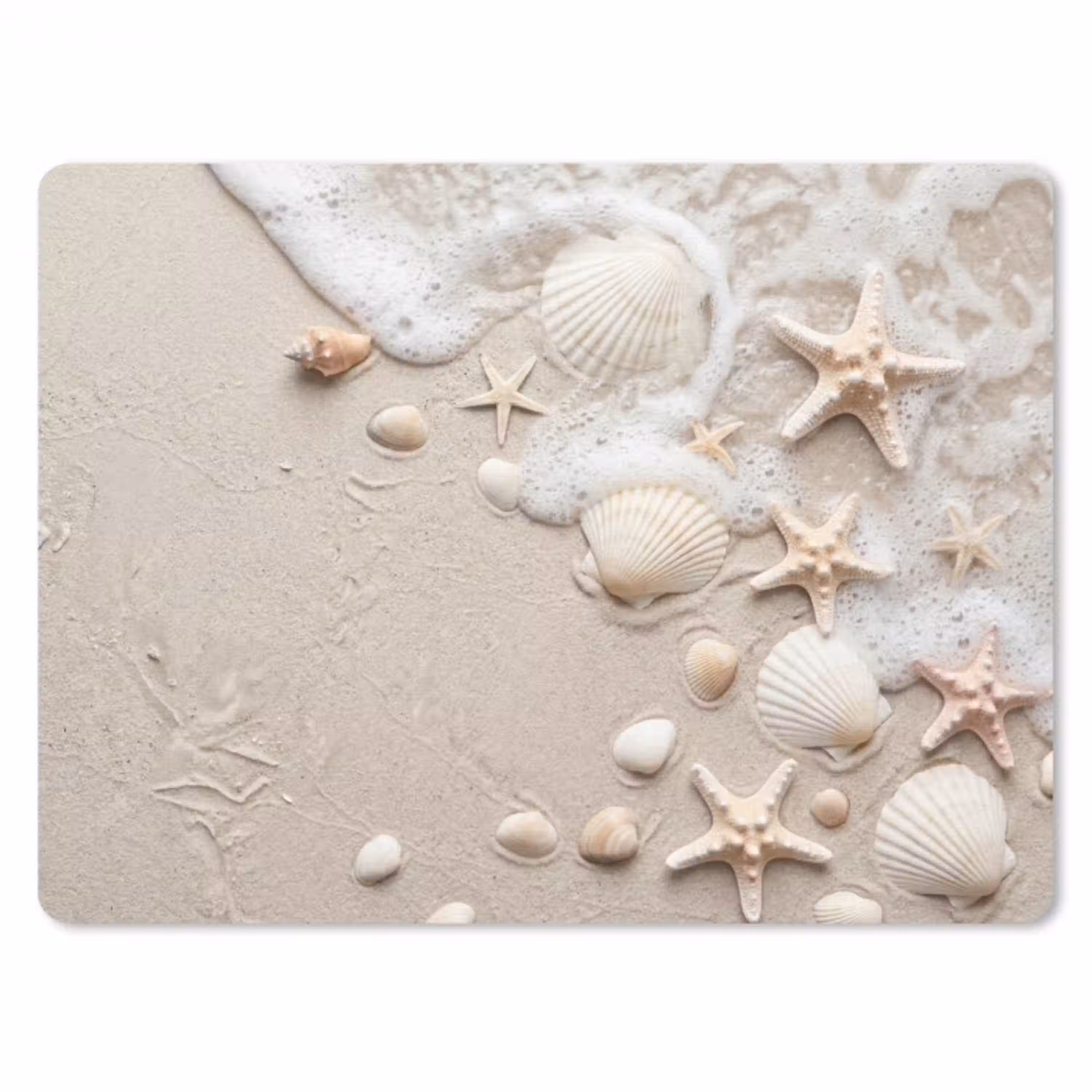 Schelpen - Zeesterren - Strand muismat rubber klein -3d