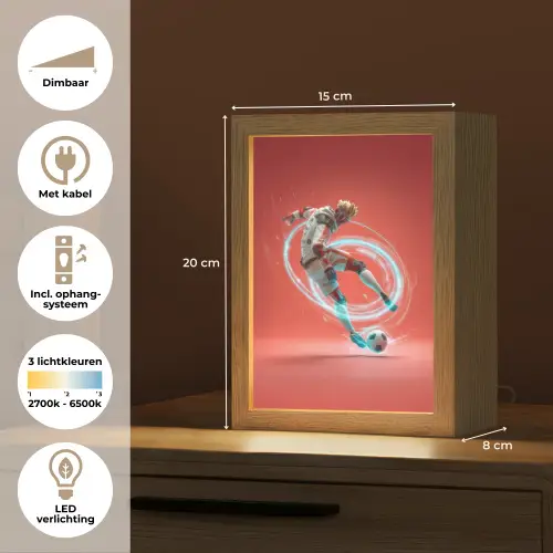 Voetballer - Bal - Lichtcirkel - Rood Light Box met kabel klein -USP_NL