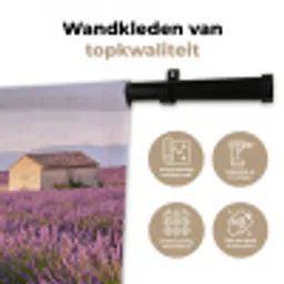 Lavendel - Landschap - Sereen - Paars Wandkleed katoen klein -sfeer2