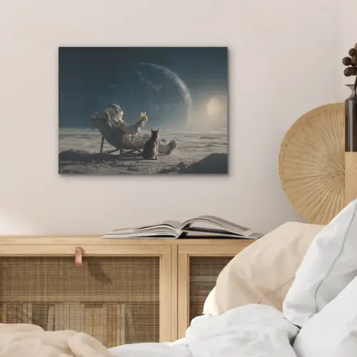 Maan - Kat - Astronaut - Ruimte PET vilt klein -sfeer3