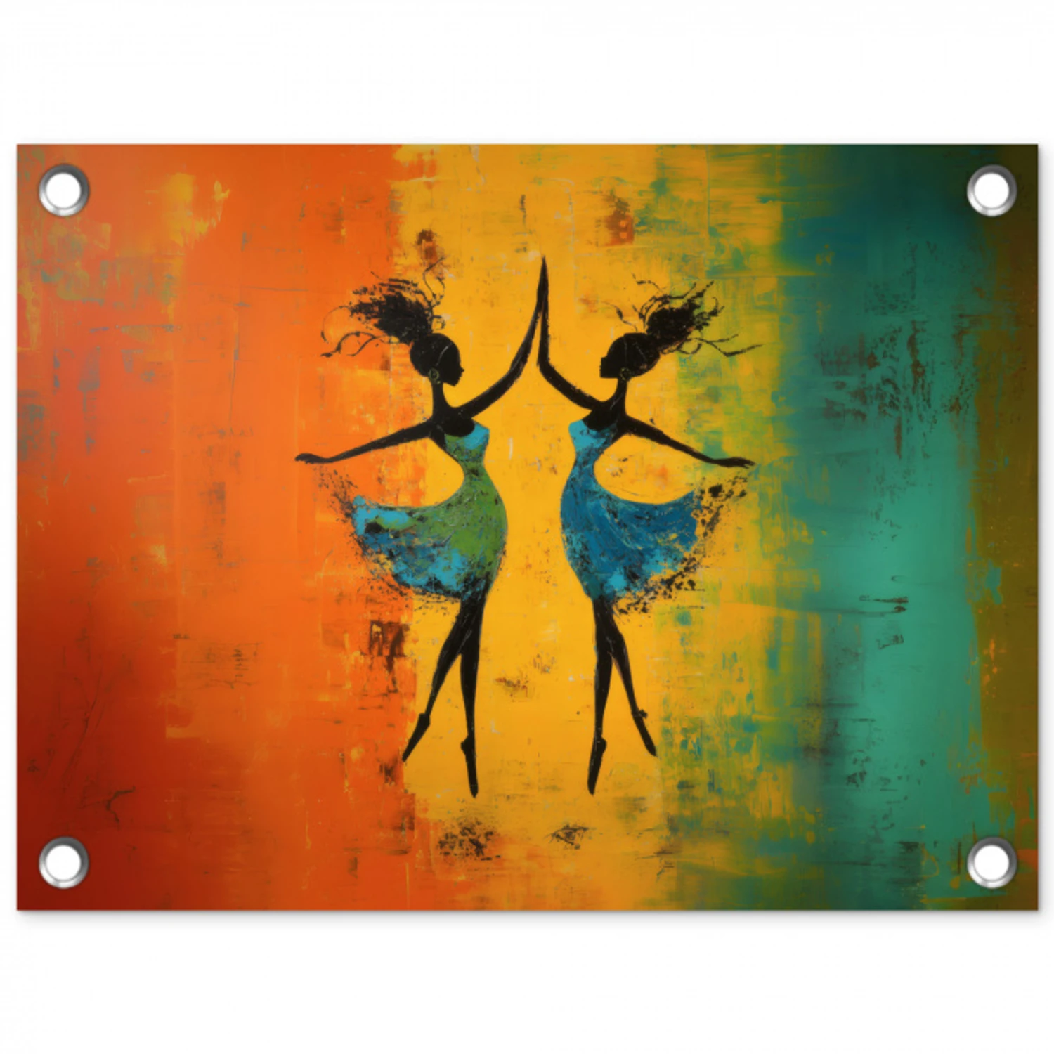 Dansen - Vrouwen - Verfstructuur tuinposter los doek klein -3d