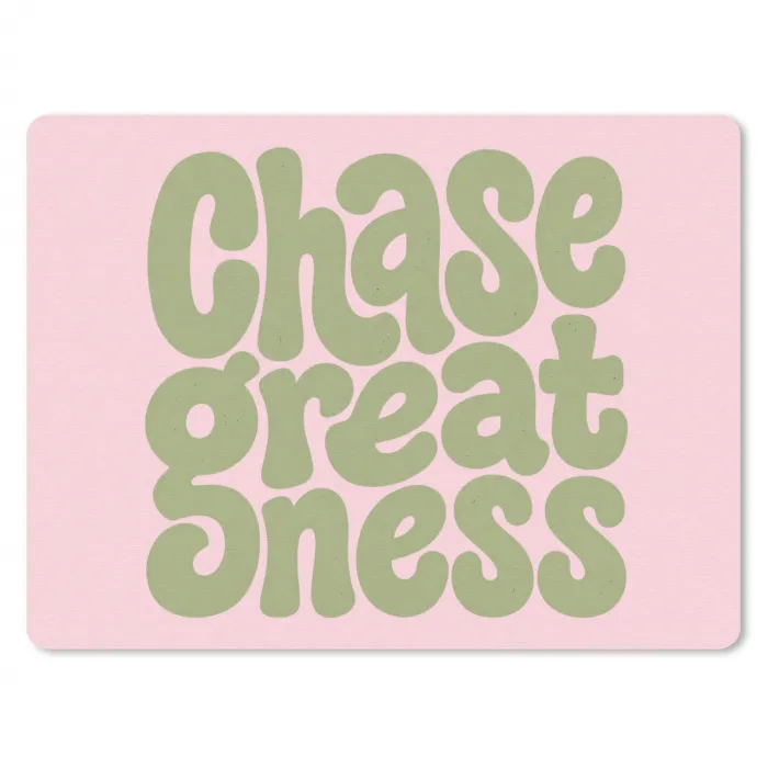 Chase greatness - Groen - Roze - Retro muismat rubber klein -3d