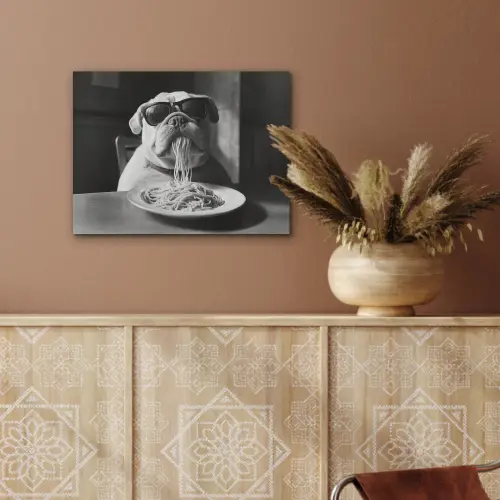 Hond - Bulldog - Pasta - Bril - Stoer - Dieren PET vilt klein -sfeer4