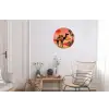 Kameel - Gekleurd tapijt - Duinen - Rode zon Wandcirkel aluminium klein -woonkamer