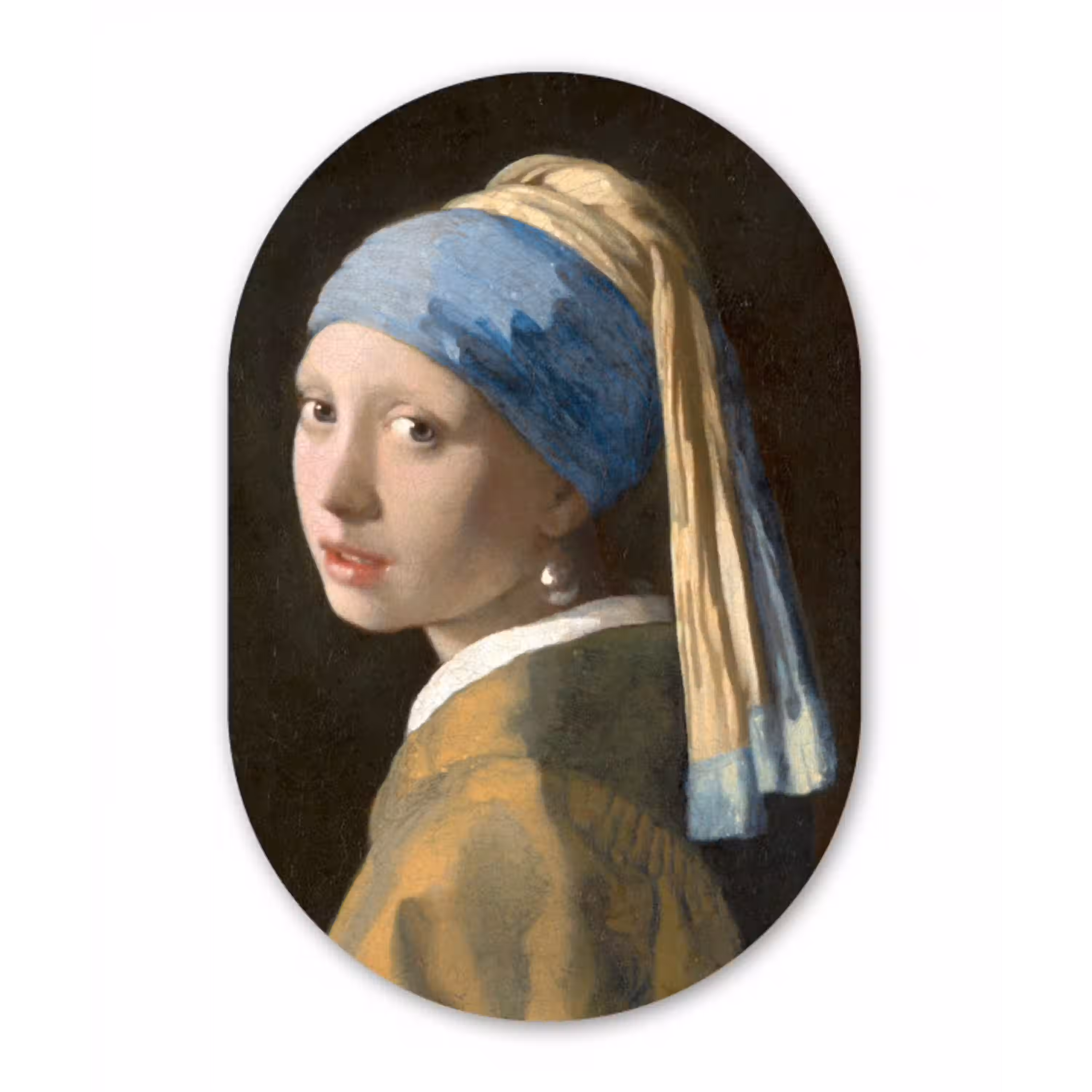 Meisje met de Parel - Schilderij van Johannes Vermeer Wandcirkel Ovaal Forex klein -3d