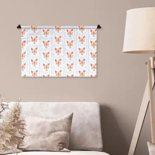 Zee - Kreeft - Oranje - Blauw Wandkleed katoen klein 269 -sfeer4