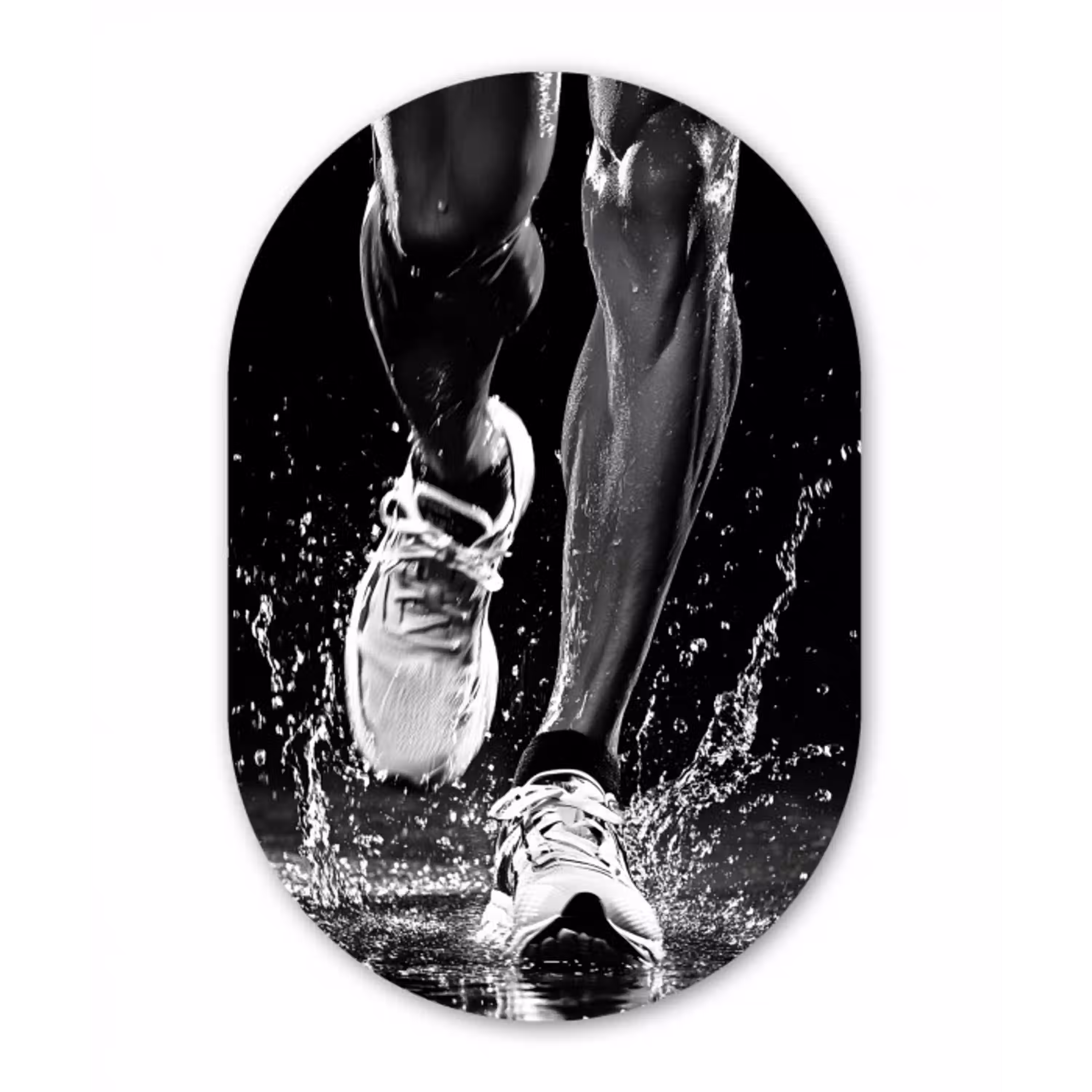Hardloopschoenen - Rennen - Druppels - Zwart Wandcirkel Ovaal Aluminium middel -3d