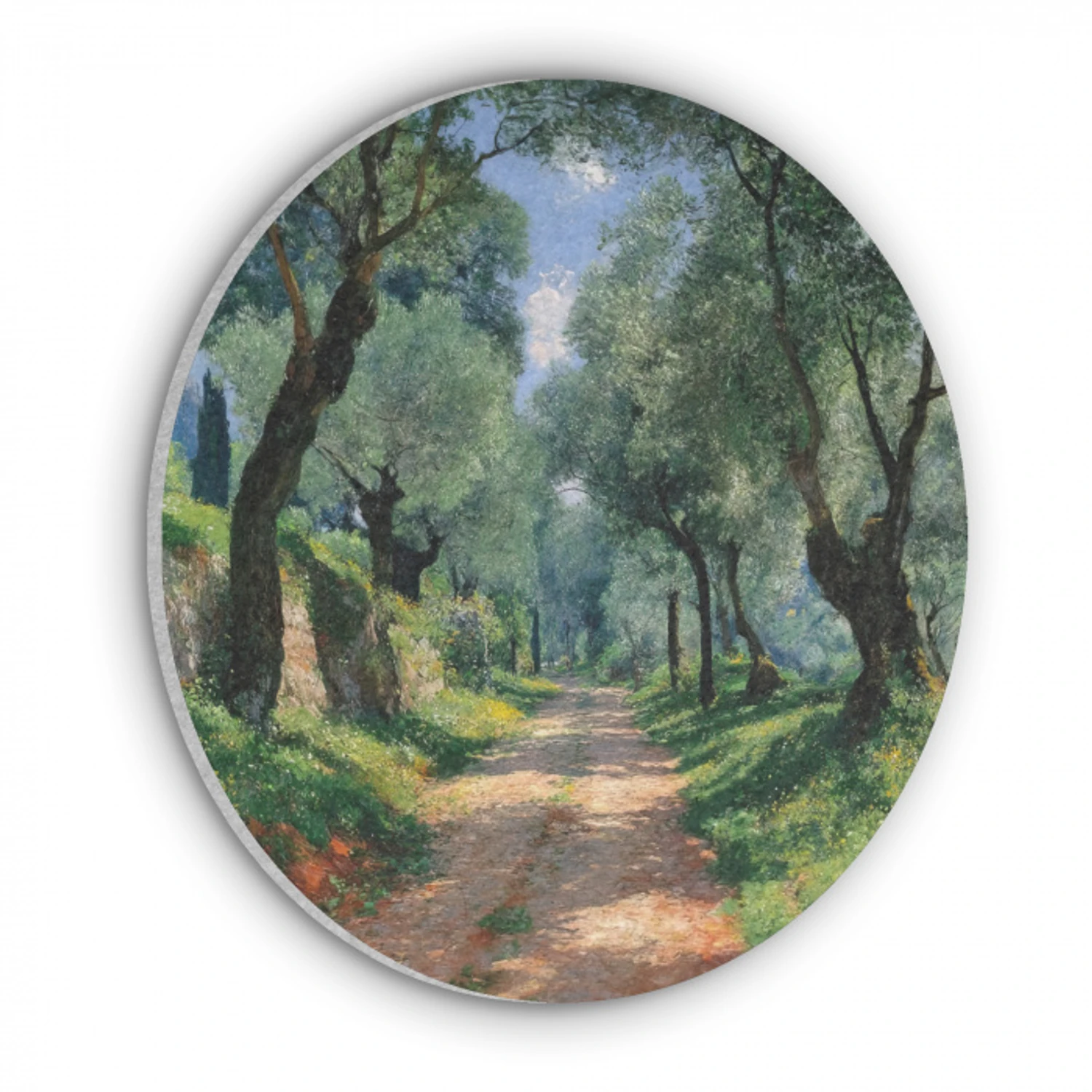 Pad - Bomen - Schaduw - Akoestische PET Vilt - Rond klein -3d