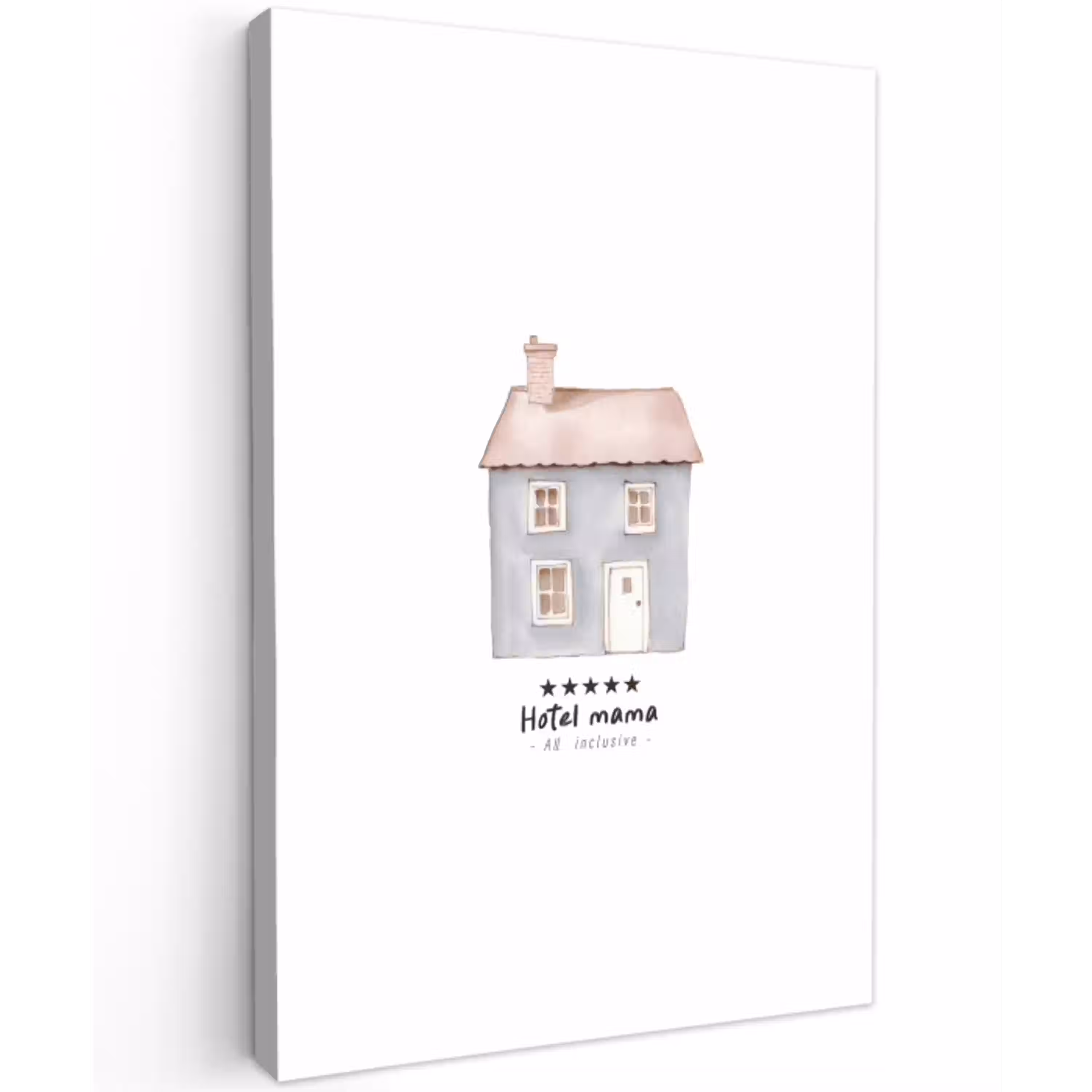 Lichtblauw - Huisje - Mama - Tekst Tuinposter op houten frame 2 cm dik middel -3d