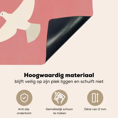 Duiven - Wit - Sierlijk Inductie beschemer met haakjes klein -ky-onderkant-nl