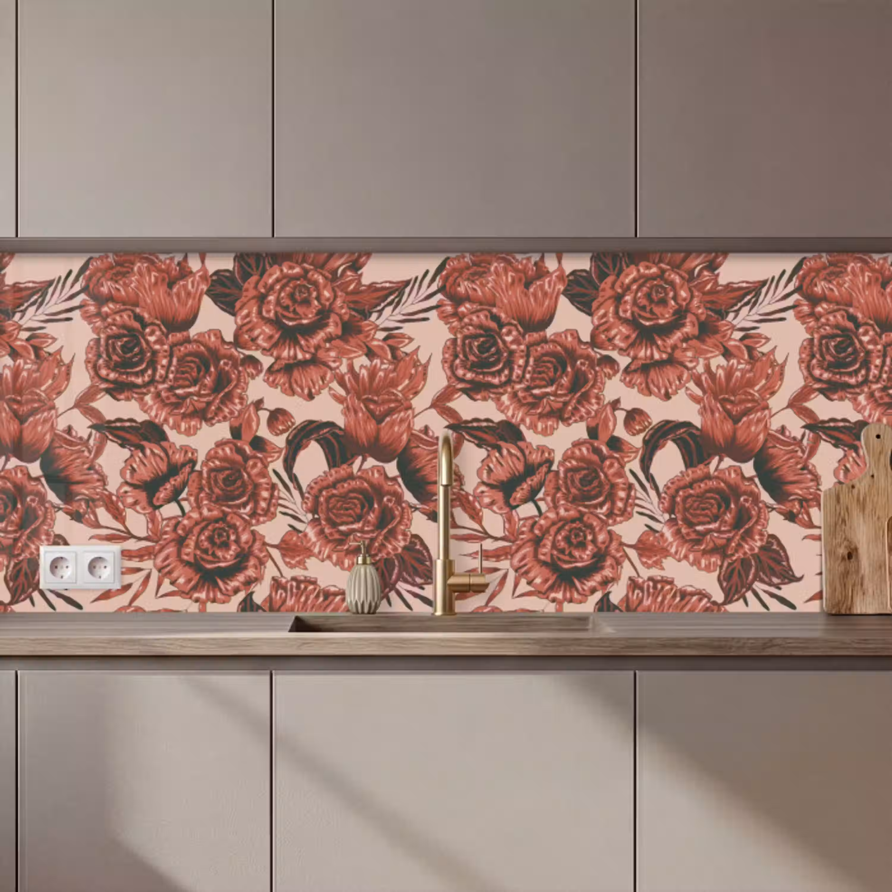 Roos - Patroon - Bloemen keuken achterwand 2 middel 871 zz_3dshopping