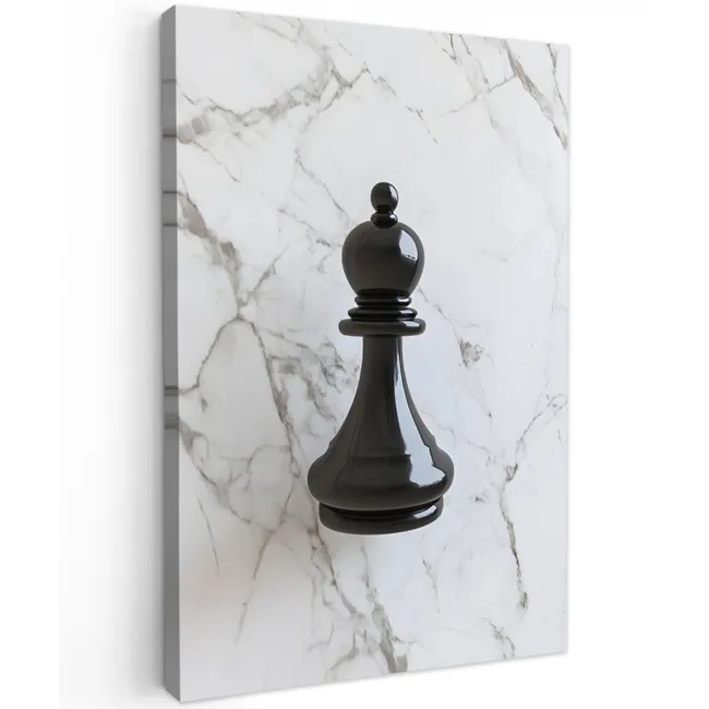 Schaakstuk - Loper - Zwart - Marmer Tuinposter op houten frame 2 cm dik klein -3d