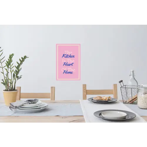 Tekst - Blauw - Keuken - Kader Muursticker klein -eettafel