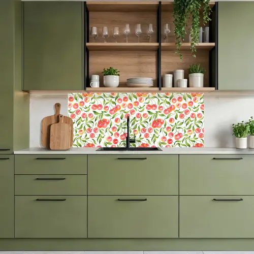 Patroon - Kersen - Wit keuken achterwand 2 middel 871 -sfeer3