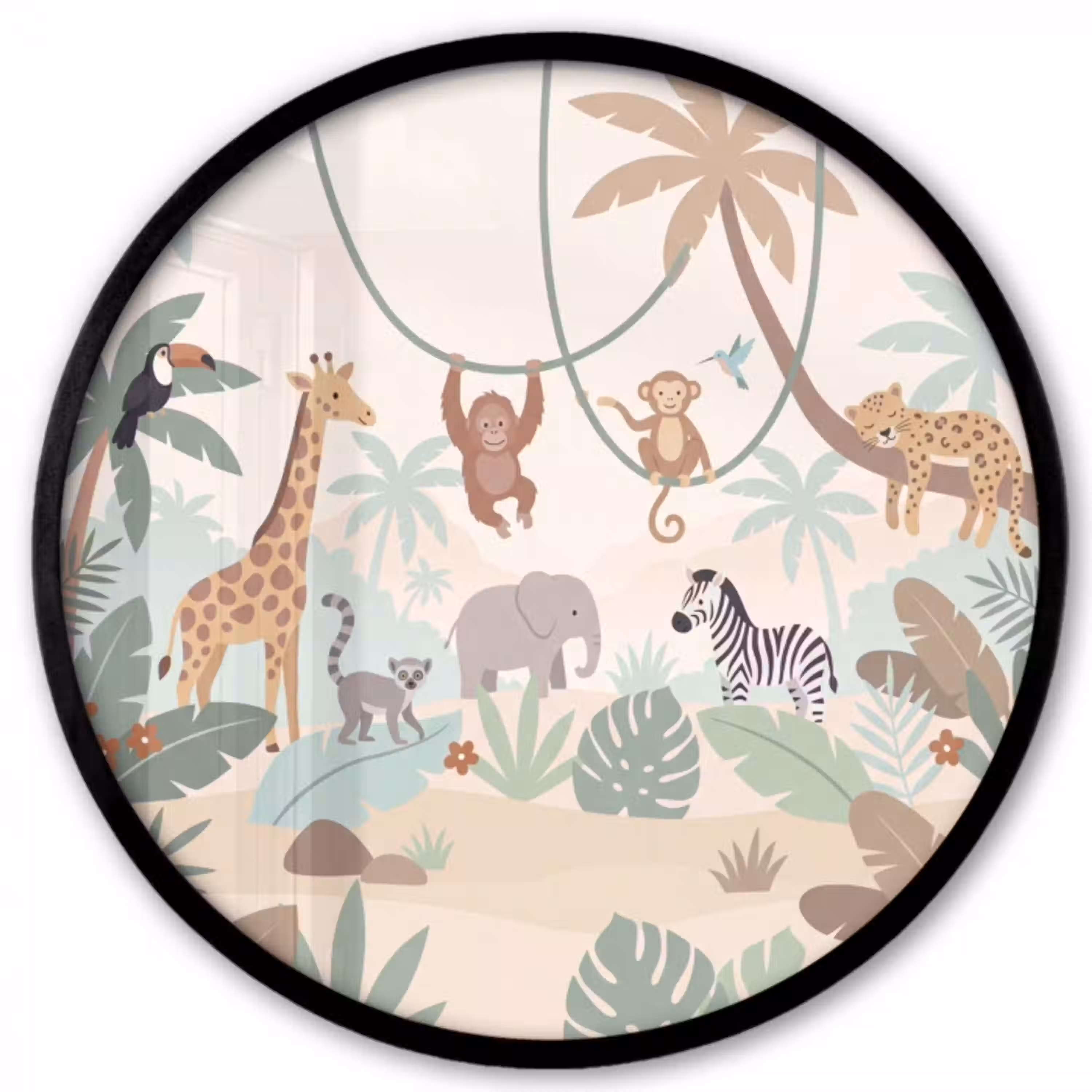 Jungle - Dieren - Groen Fotolijst rond zonder passe partout klein -3d