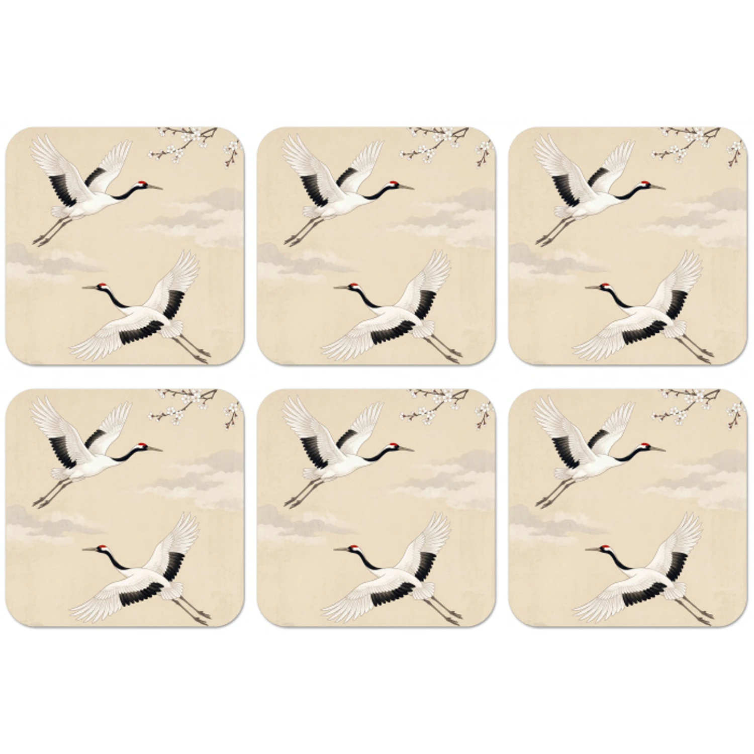 Kraanvogels - Bloesem - Beige onderzetter kurk middel -zkaufland3dotto