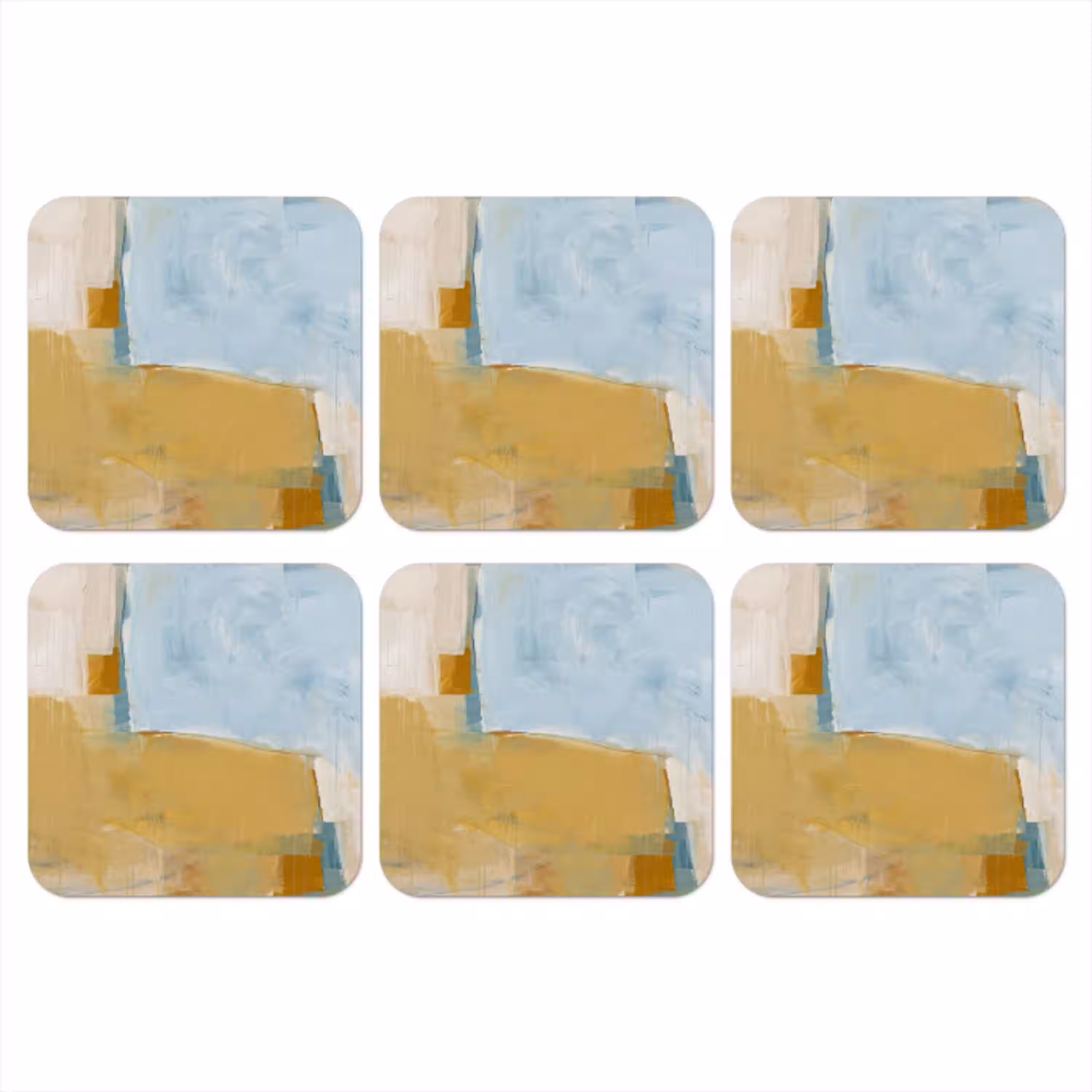 Abstract - Kleuren - Kunst - Modern - Blauw onderzetter kurk middel -3d