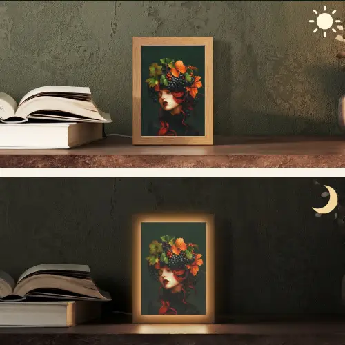 Vrouw - Rood - Groen - Druiven Light Box met kabel (Tafellamp) klein -sfeer3