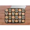 Bloemen - Retro - Bruin laptophoes neopreen klein 279 -tafel