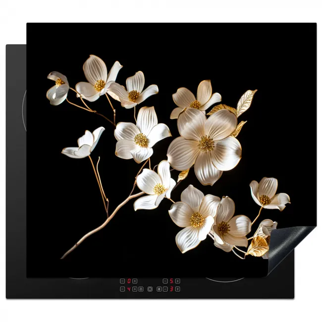 Elegantie in Ivoor en Goud Inductie beschermer vinyl 3mm middel -3d