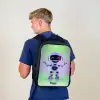 Robot met paars en groen licht Rugzak - Zwart middel -sfeer8