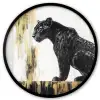 Panter - Zwart - Abstract - Goud Fotolijst rond zonder passe partout klein -3d