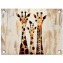 Giraffen - Cartoon - Crème tuinposter los doek klein -3d