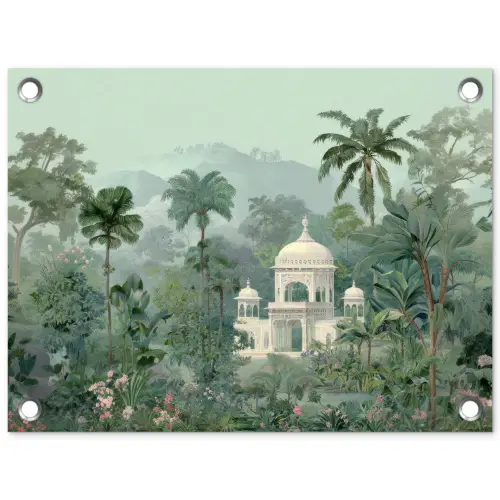 Tropische tuin - Koepelgebouw - Bloemen tuinposter los doek klein -3d