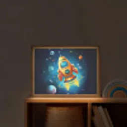 Raket - Ruimte - Planeten - Kinderen - Jongen Light Box met batterij (Wandlamp kind) middel -sfeer1_kind