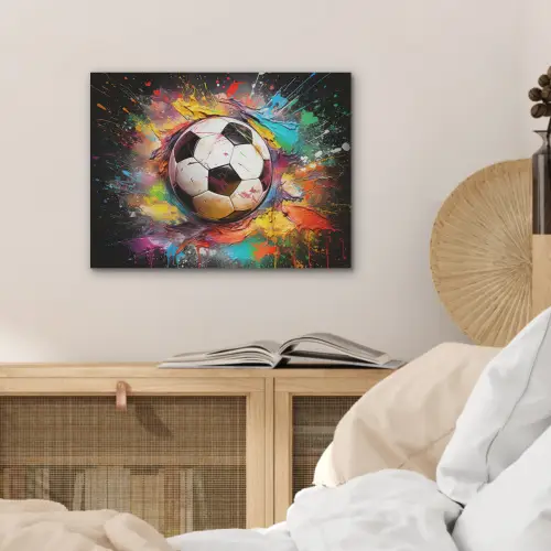 Voetbal - Verf - Kleuren - Zwart - Wit PET vilt klein -sfeer3