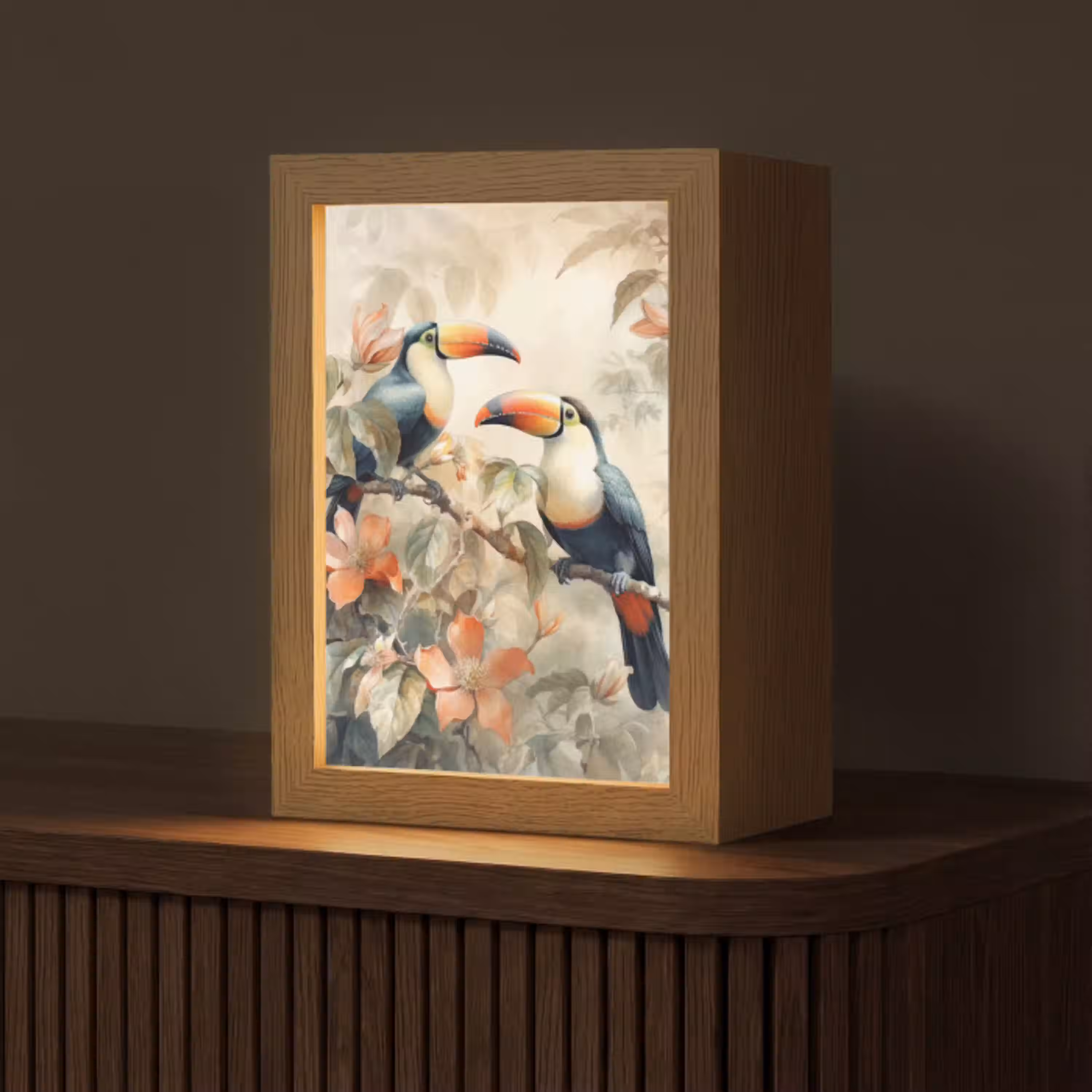 Toekan - Vogels - Bloemen - Tak Light Box met kabel (Tafellamp) klein -z3d_website