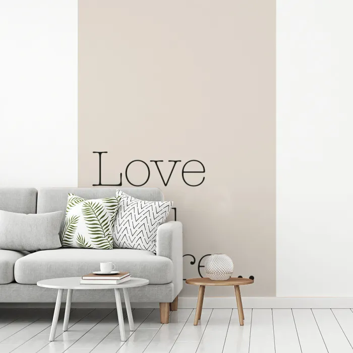 Minimalistisch - Love - Beige fotobehang vinyl groot -woonkamer