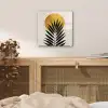 Zwart palmblad - Gouden cirkel - Beige achtergrond plexiglas 5mm klein -sfeer4