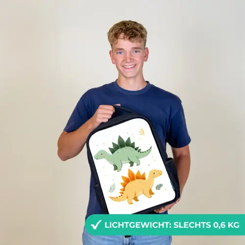 Sterren - Stegosaurussen - Blaadjes - Groen Rugzak - Zwart middel -sfeer7_NL