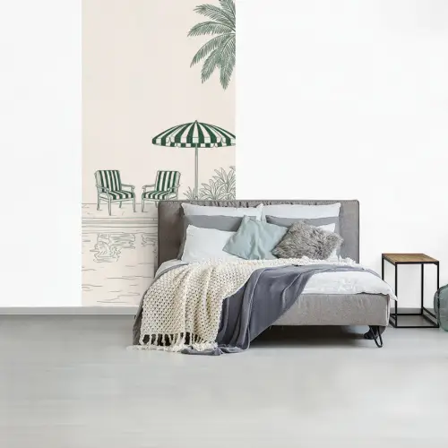 Terras - Illustratie - Groen fotobehang vinyl groot -slaapkamer