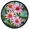 Bloemen - Roze - Glasmozaïek Fotolijst rond zonder passe partout klein -3d