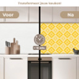 Mozaïek - Vintage - Geel - Patronen keuken achterwand 2 middel 871 -voor-na2_NL