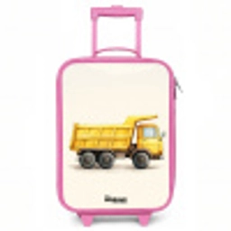 Kiepwagen - Getekend - Geel Kinderkoffer - Roze klein -3d