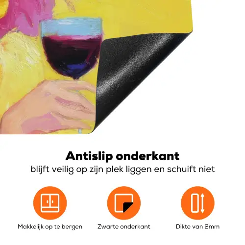Vrouw - Hoed - Paars - Wijn Inductie beschermer vinyl 3mm klein -zzzzzzz-td-onderkant