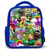 Chaotisch kleurrijk monster patroon Kinderrugzak - Blauw middel -3d