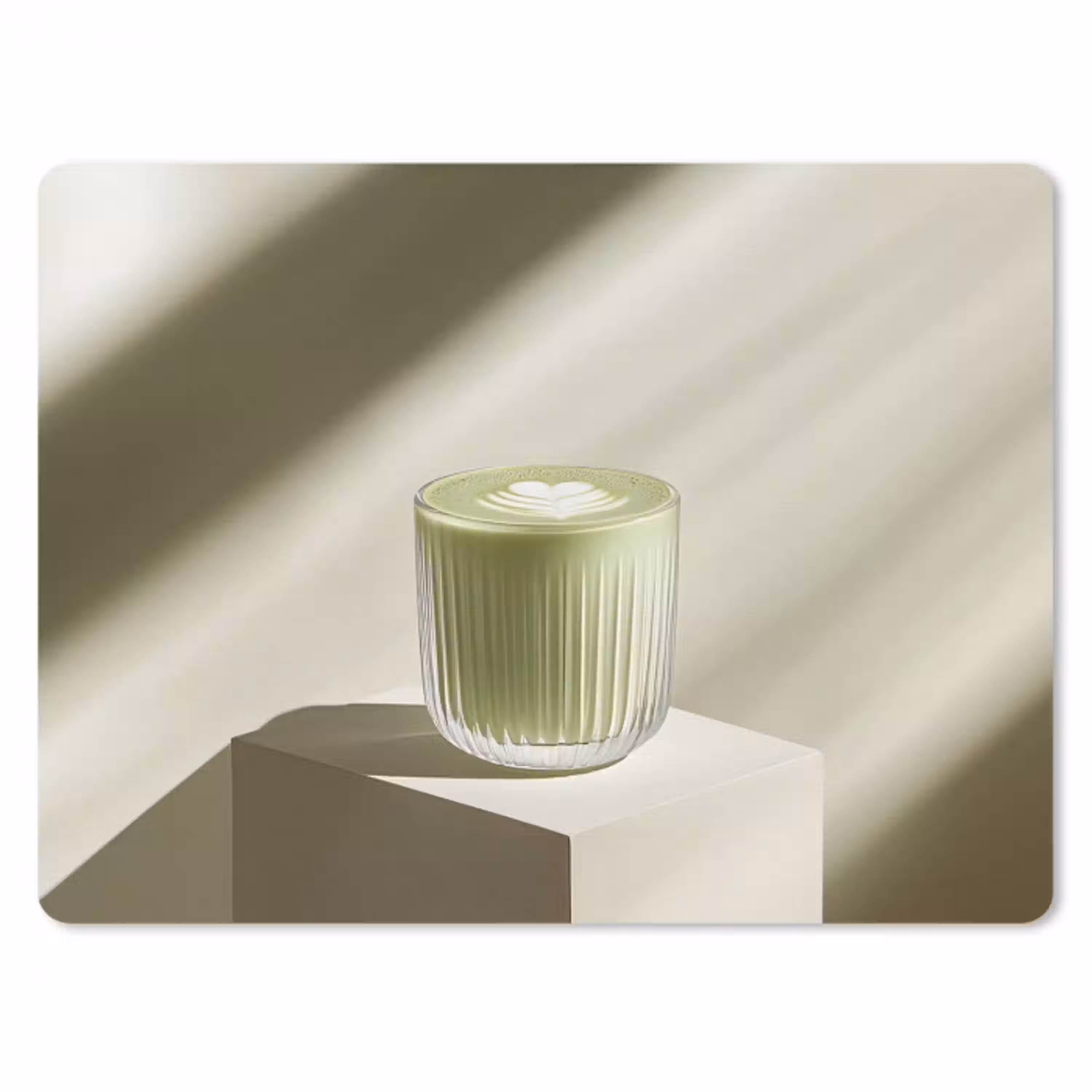 Matcha - Glas - Groen - Minimalistisch muismat rubber klein -3d