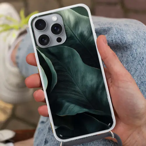 Groen - Bladeren - Glad - Nerven Hoesje iPhone 16 Pro Max met koord klein -sfeer3