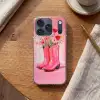Roze - Bloemen - Cowboy Telefoonhoesje iPhone 17 Pro klein -sfeer1