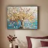 Boom - Blauw - Goud - Abstract - Modern Textielframe - compleet frame klein -sfeer1