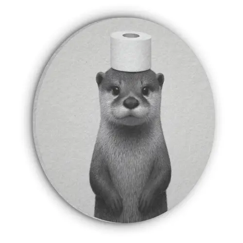 Otter - WC rol - Zwart - Wit Akoestische PET Vilt - Rond klein -3d