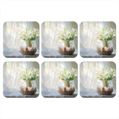 Vaas - Eieren - Bloemen onderzetter kurk middel -3d
